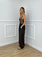 Pantalone a Palazzo Cotone 826121 Marrone