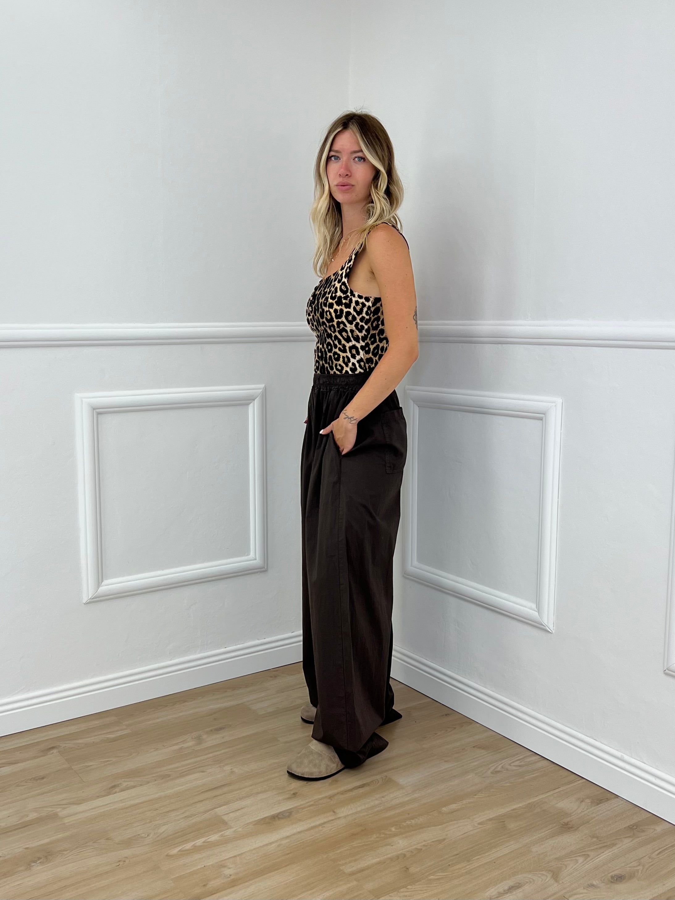 Pantalone a Palazzo Cotone 826121 Marrone