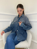 Giacca Denim Strass MF2493 - Bazar Abbigliamento