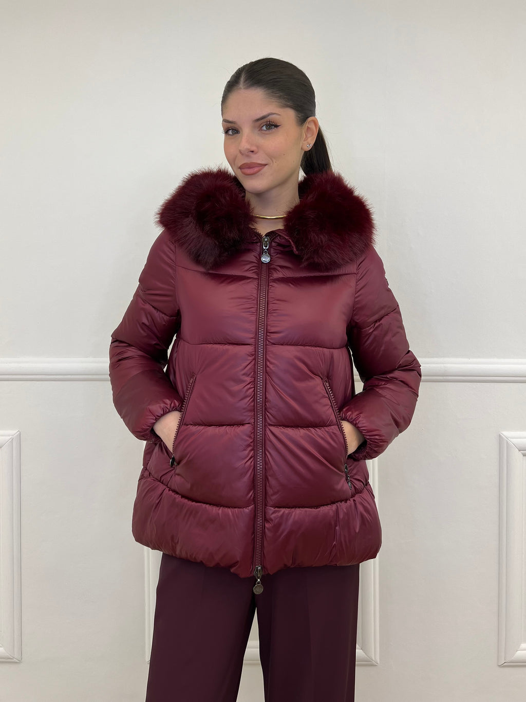 Piumino Corto Pelliccia 2259 Burgundy