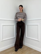 Maglia Girocollo Multicolor 25205 Marrone