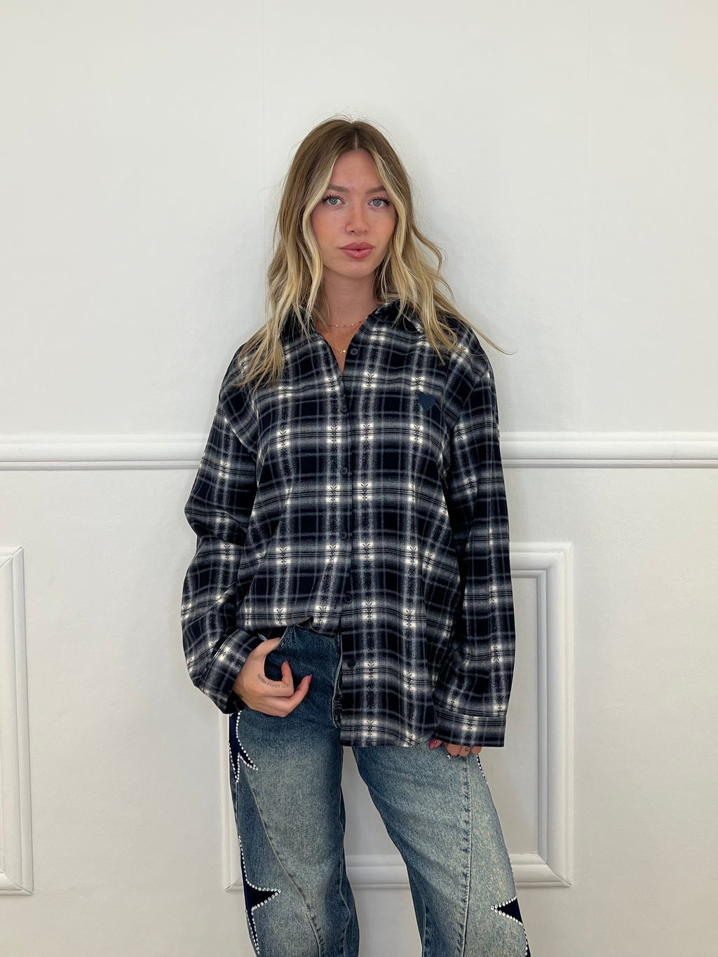 Camicia Flanella Cuore BN38 Blu