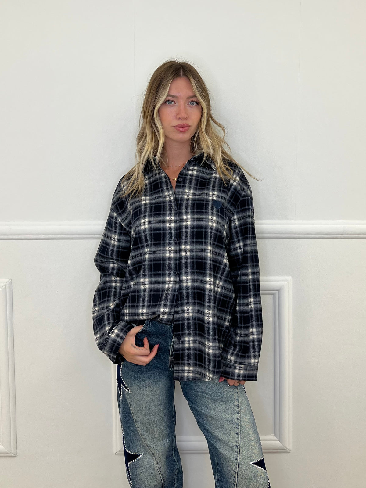 Camicia Flanella Cuore BN38 Blu