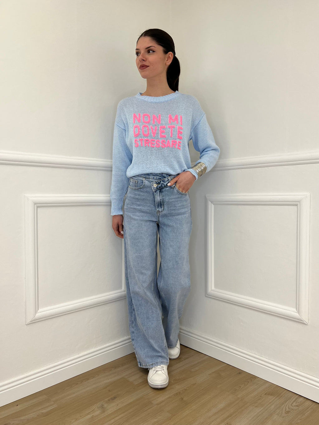 Maglia "Non Mi Dovete Stressare" 3695 Azzurro