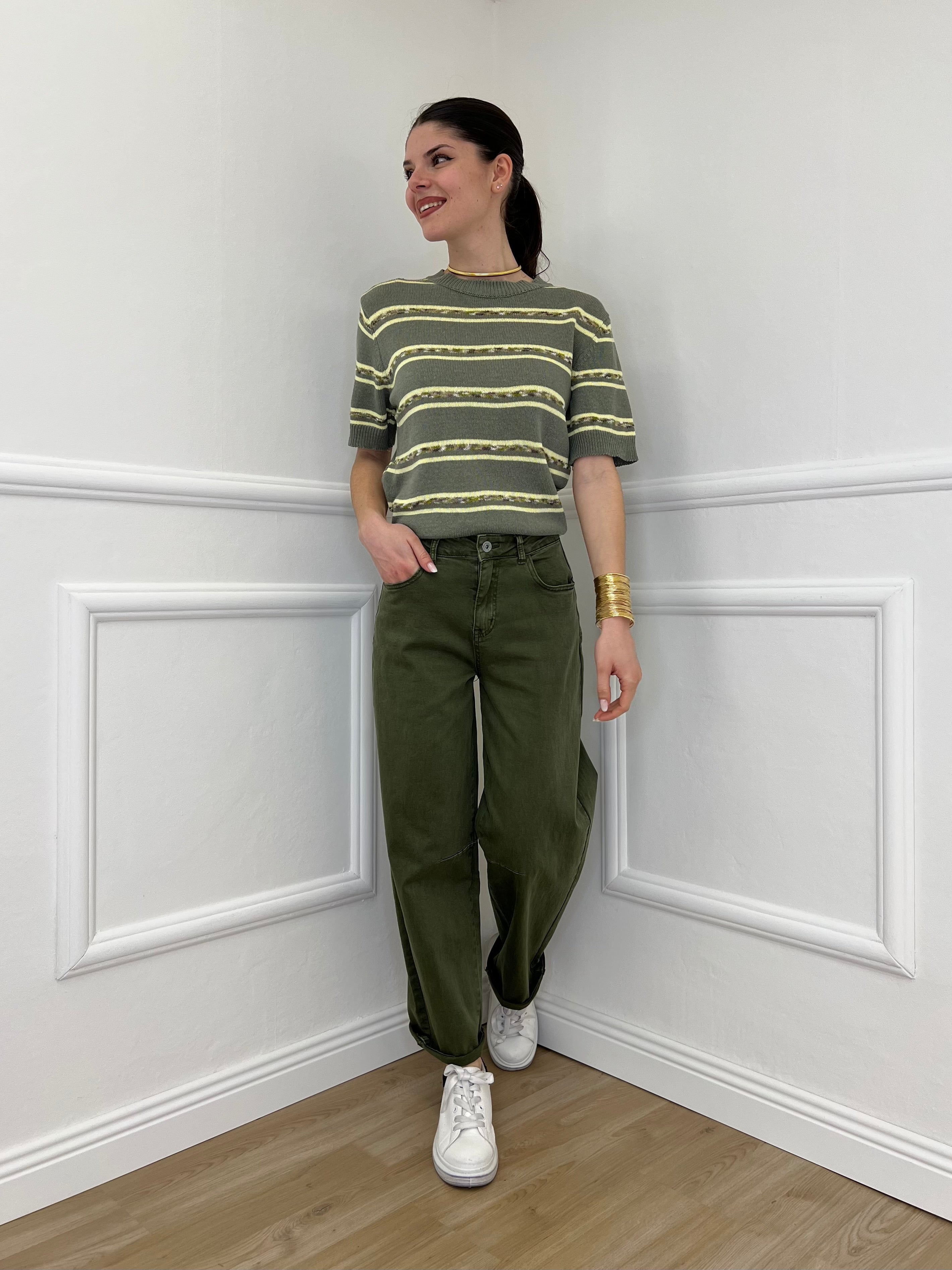 Jeans Balloon Slim 8059 Verde Militare