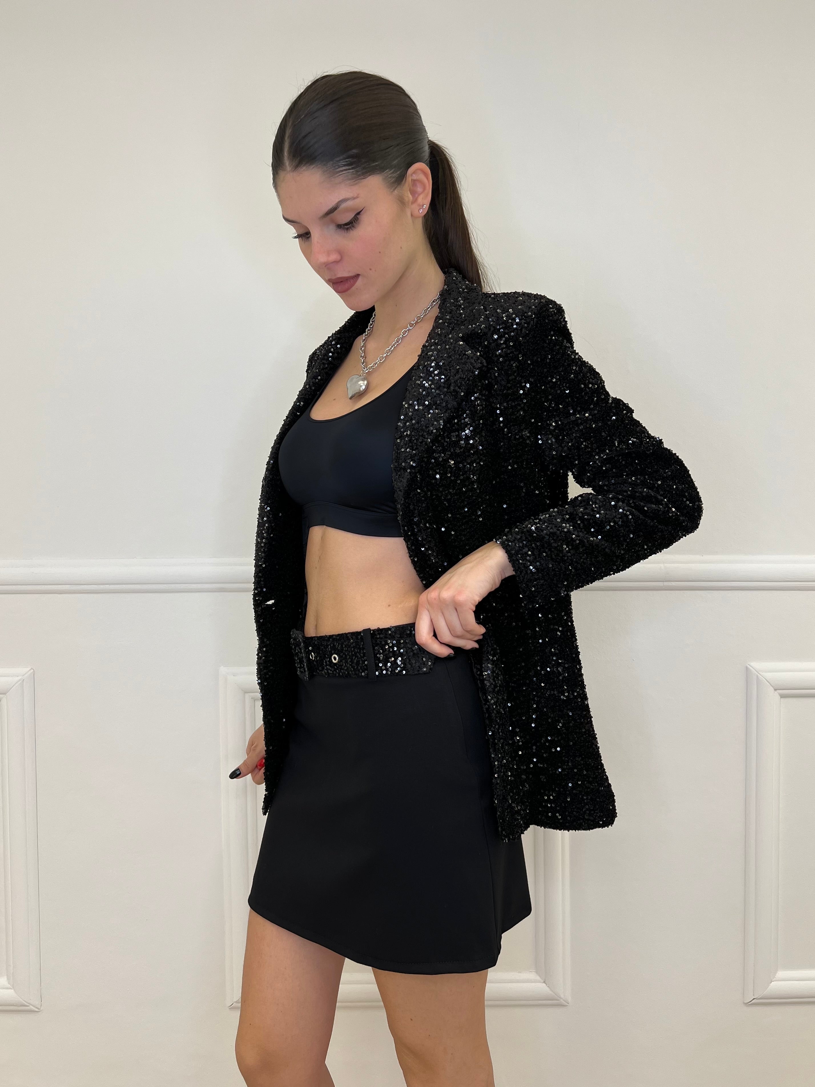 Gonna Cintura Paillettes 97025 Nero