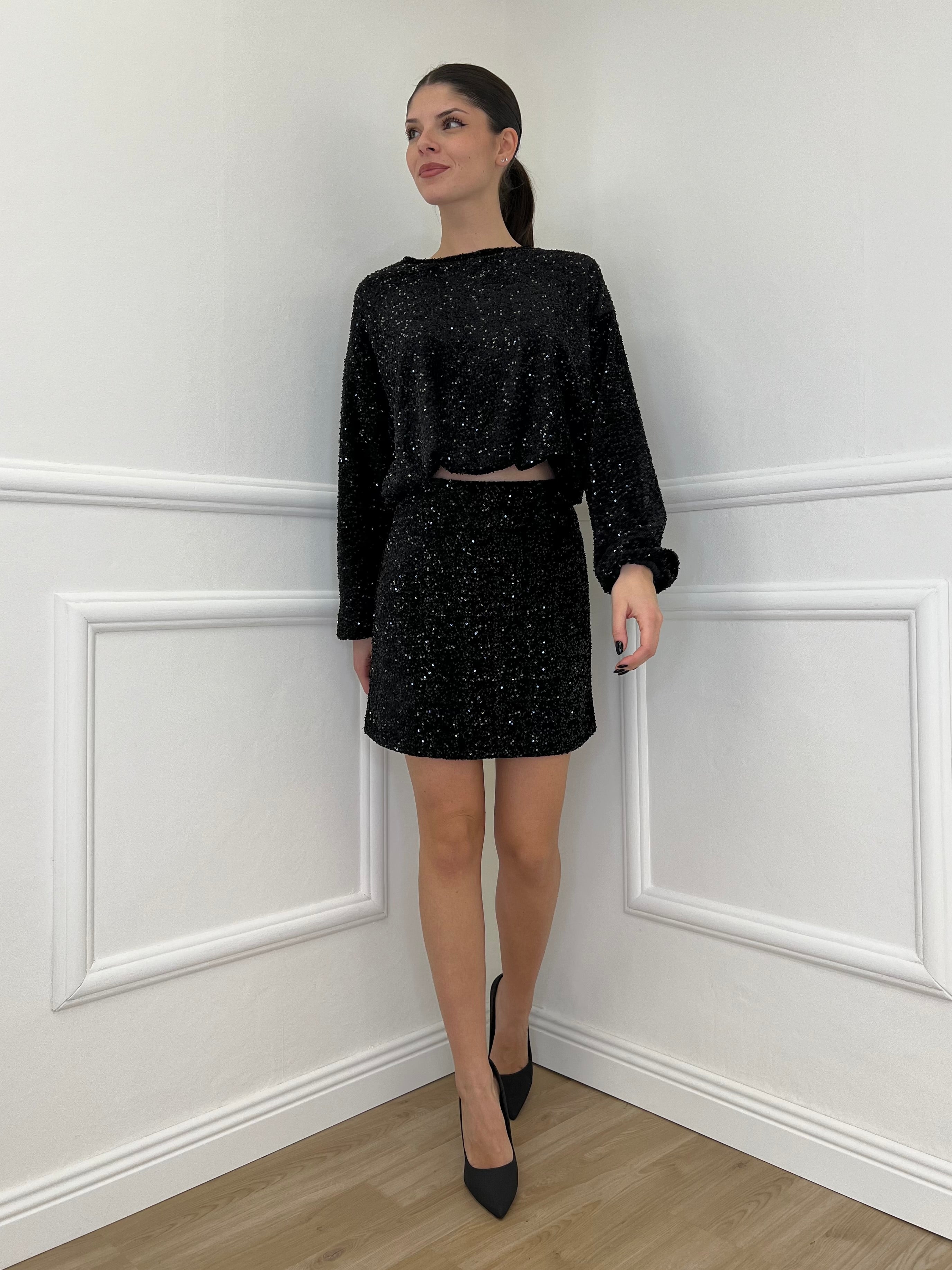 Gonna Paillettes 6081 Nero