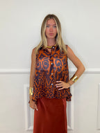 Camicia Trapezio Fantasia 4565 Rame e Blu