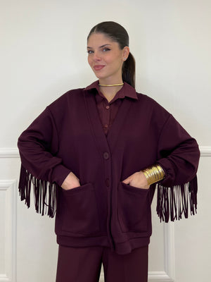Cardigan Felpa Frange Lumina LD3424 Burgundy