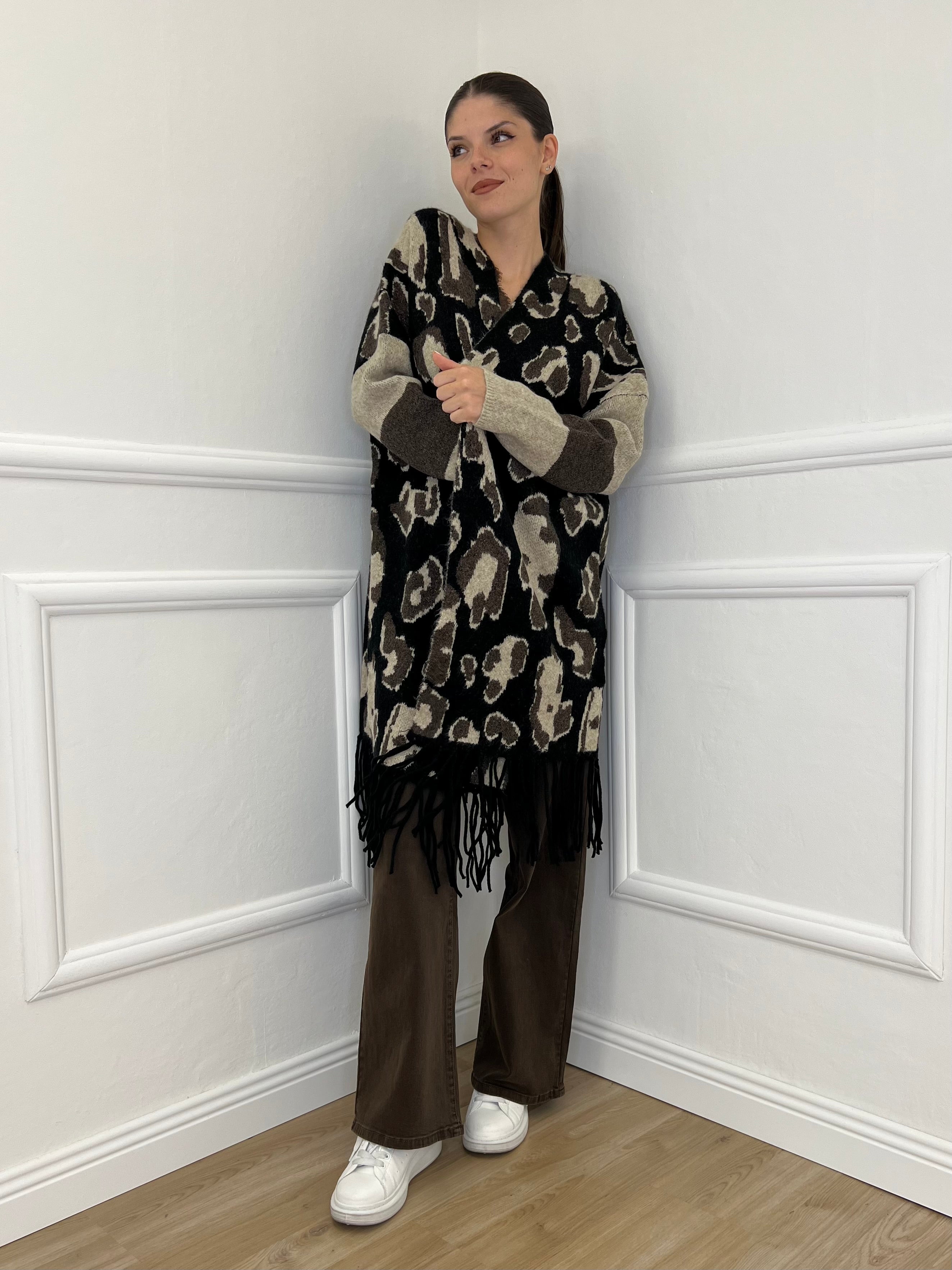 Maxi Cardigan Animalier 5036 - Bazar Abbigliamento