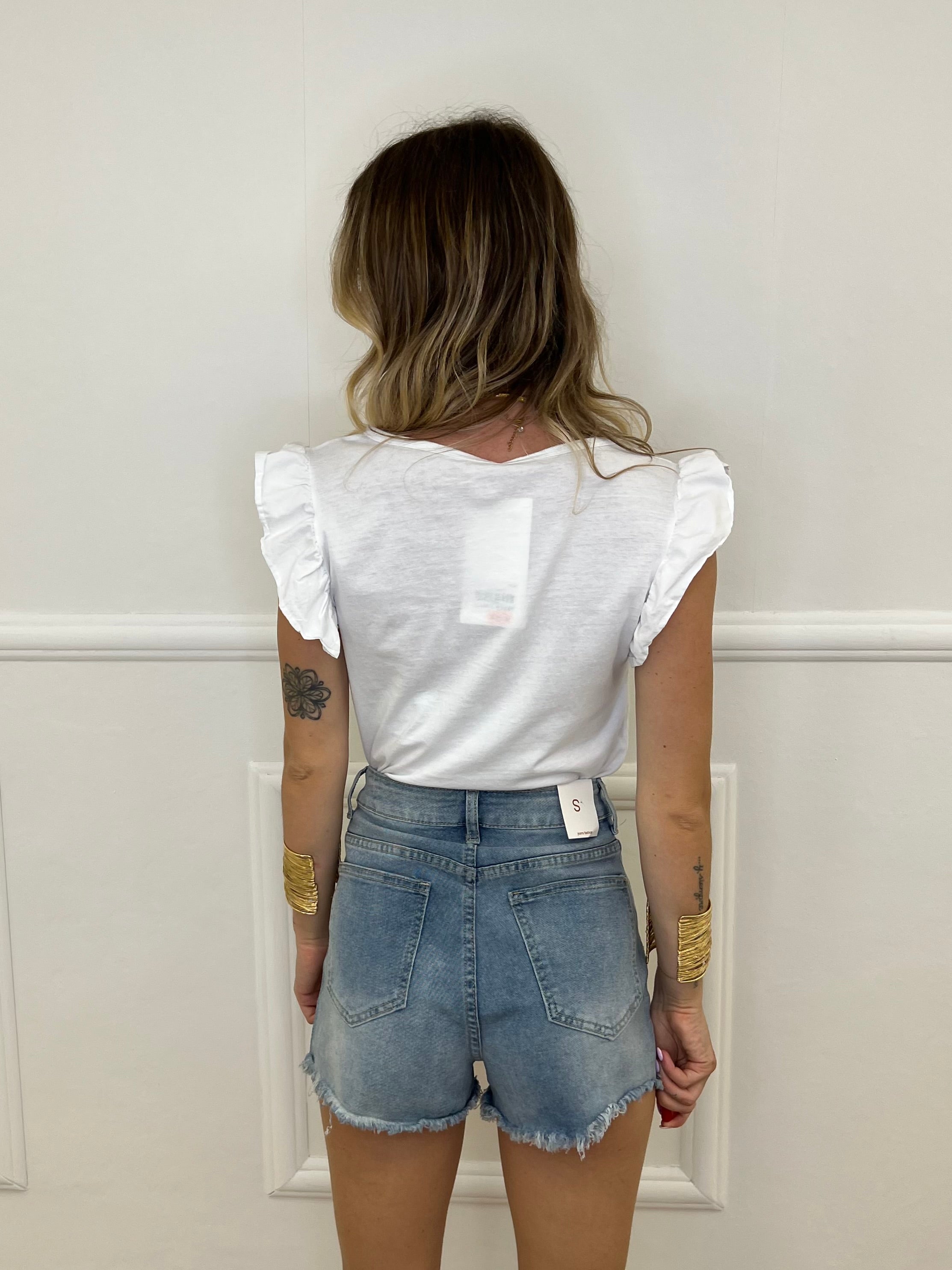 T-shirt Con Rouches 1673 Bianco