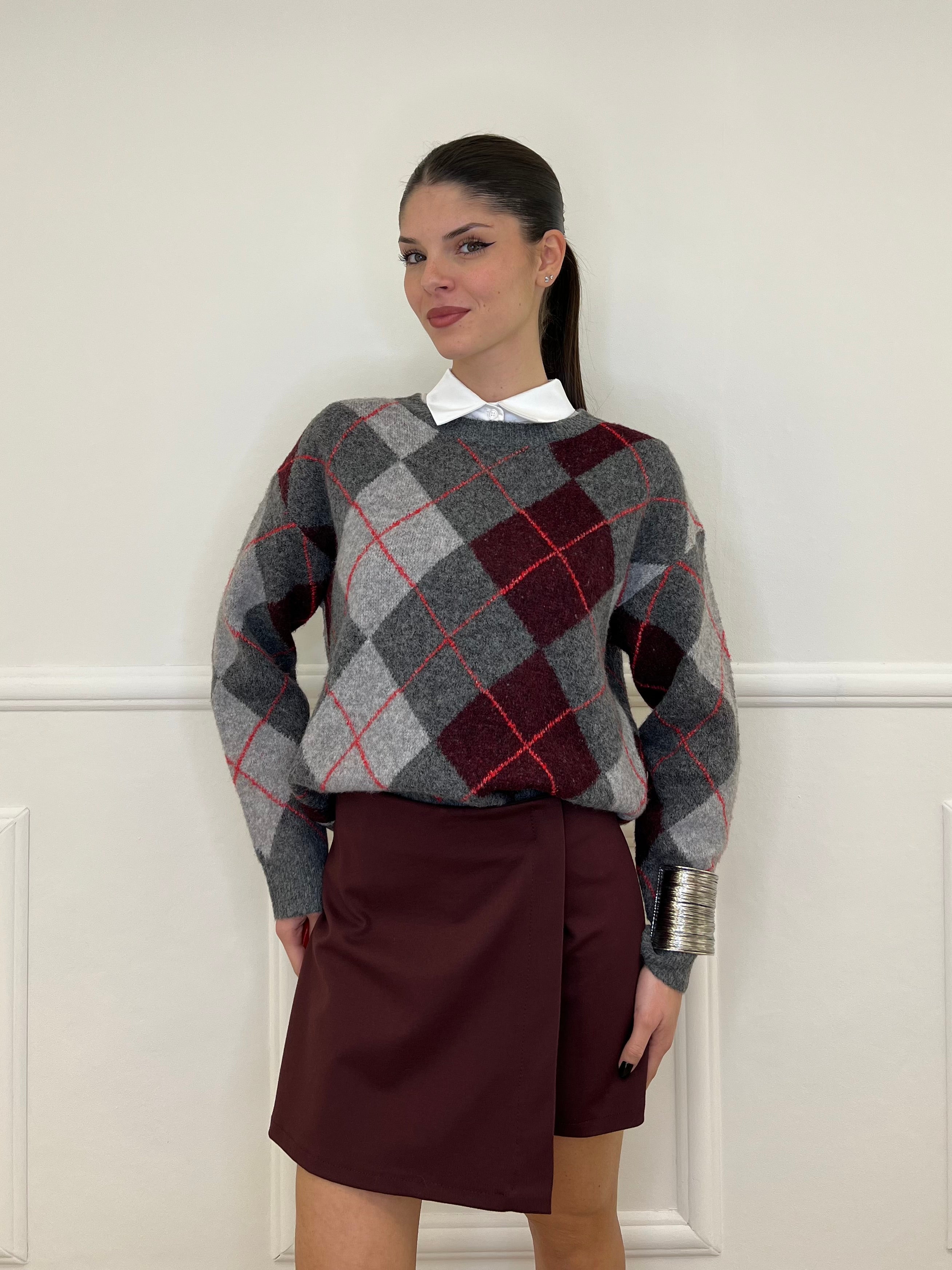 Maglia Losanghe T11173 Burgundy