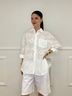 Camicia Over Sangallo Tasca 32020 Bianco