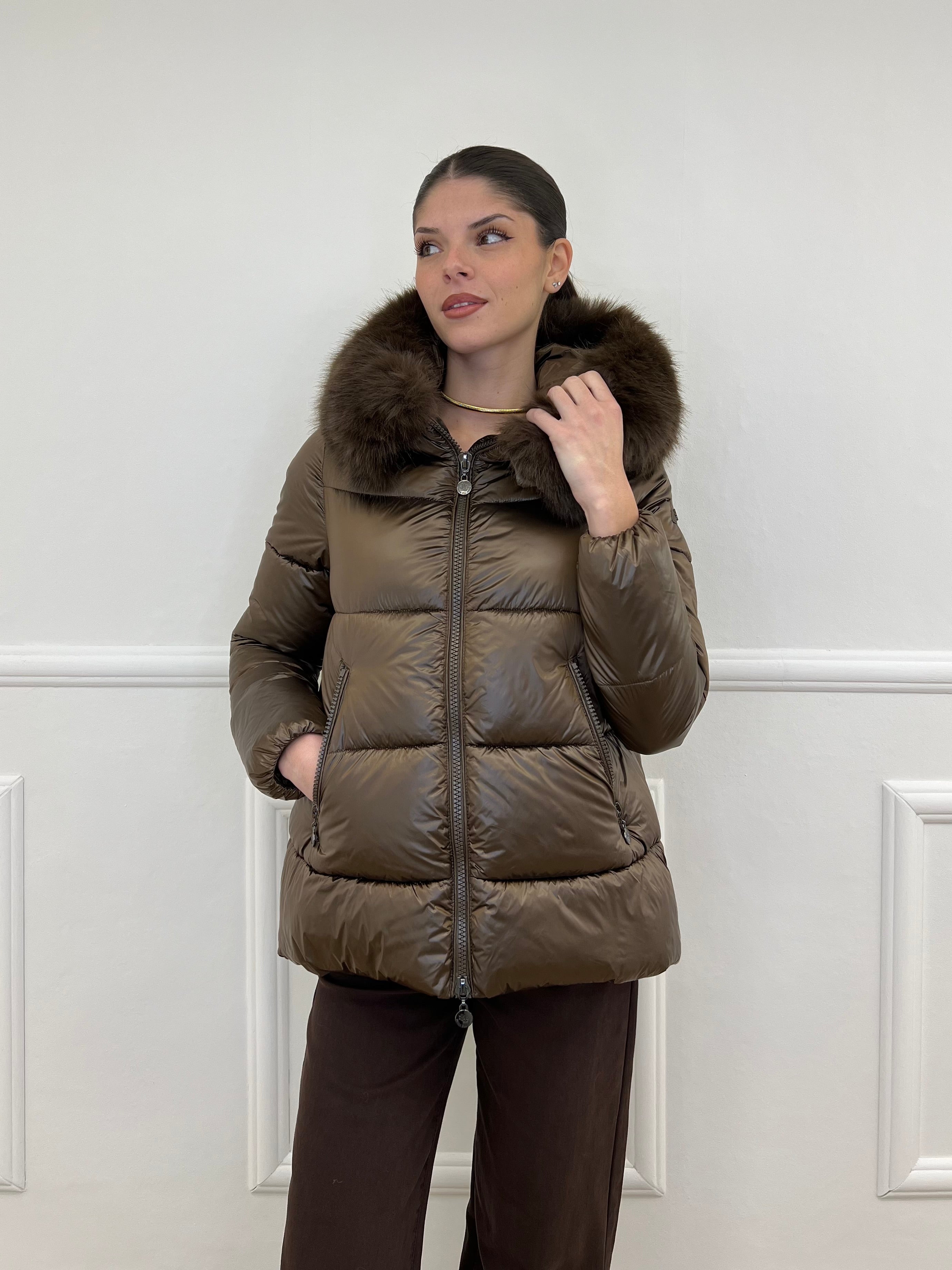 Piumino Corto Pelliccia 2259 Moro