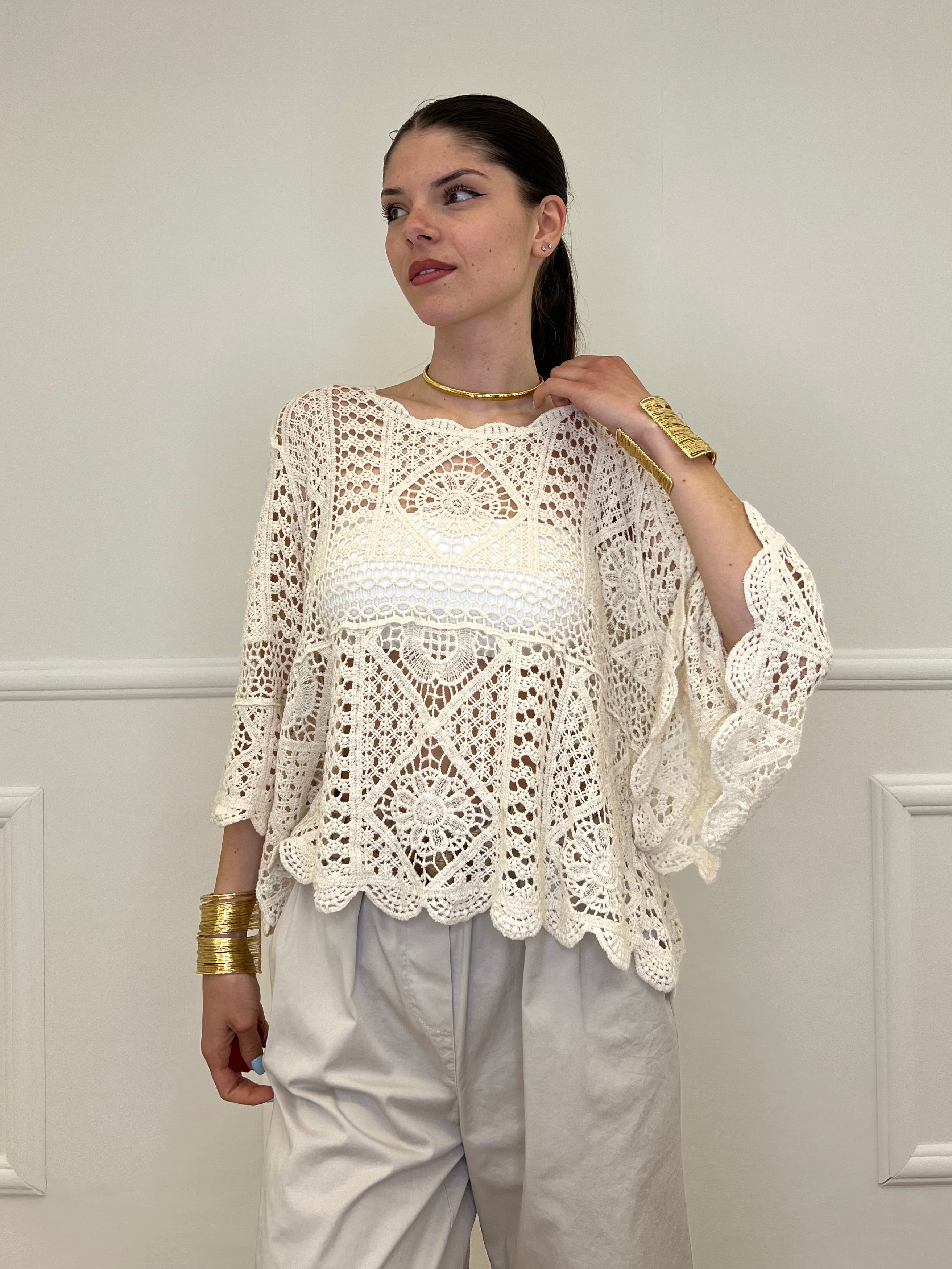 Maglia Scatoletta Macramè 48001 Ecru