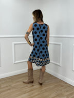 Abito Cotone Pois 19038 Azzurro e Moro