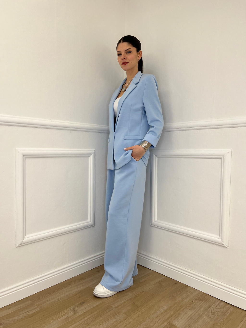 Blazer in Viscosa 27435 Azzurro