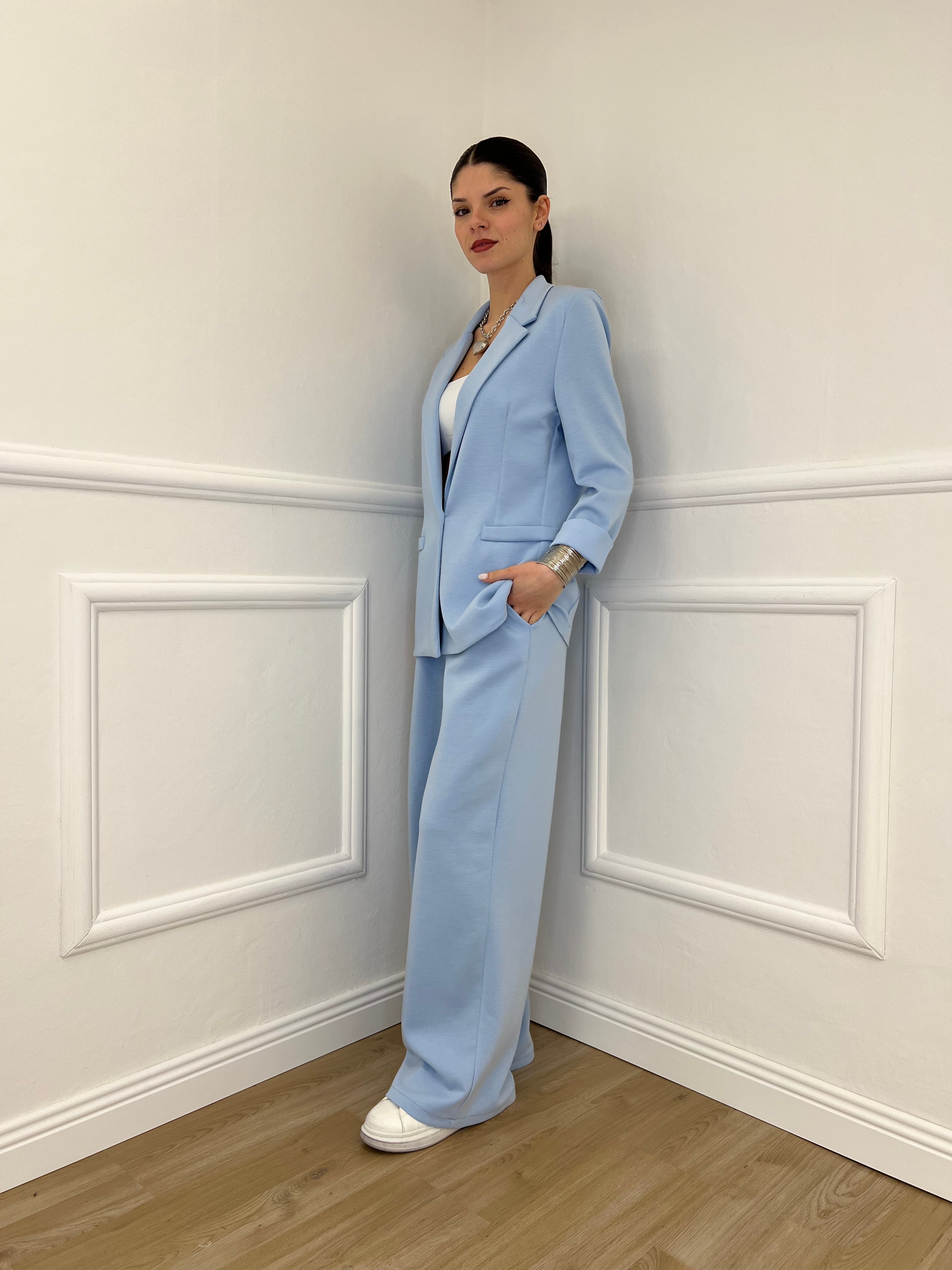 Blazer in Viscosa 27435 Azzurro