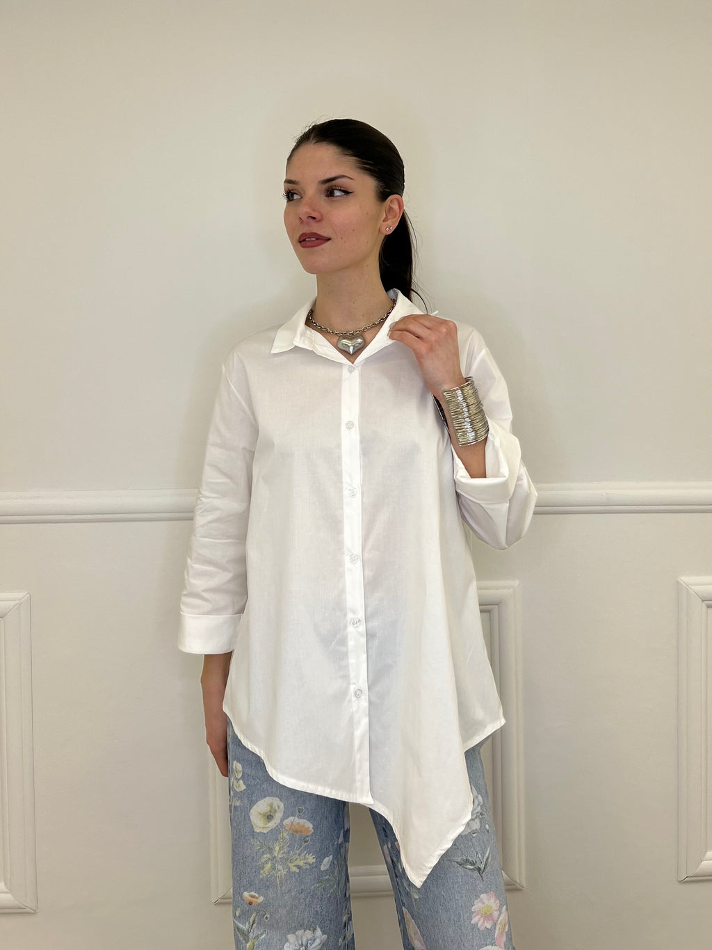 Camicia Asimmetrica 41915 Bianco