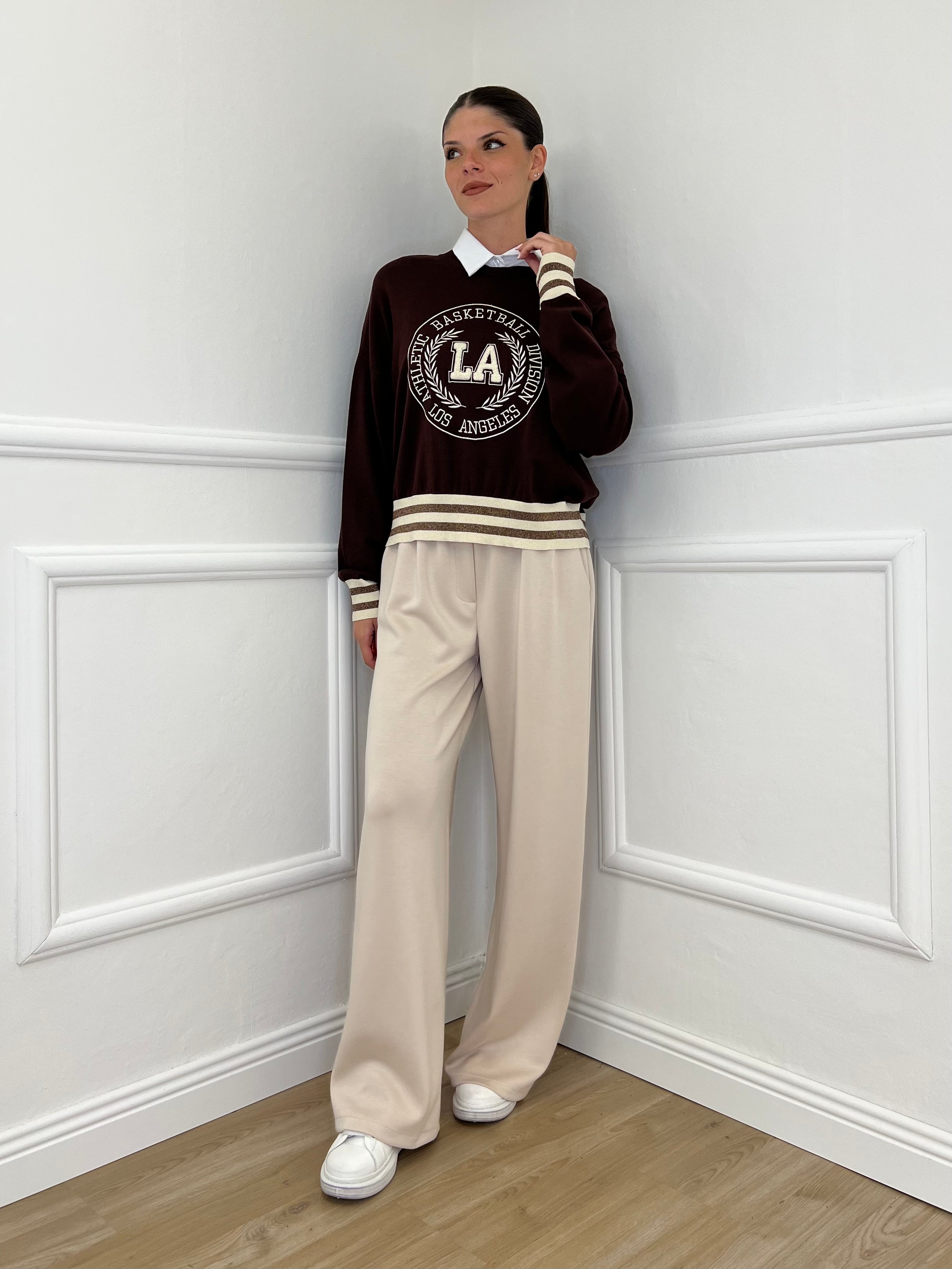 Maglia College Scatoletta BJ45 Caffè - Bazar Abbigliamento