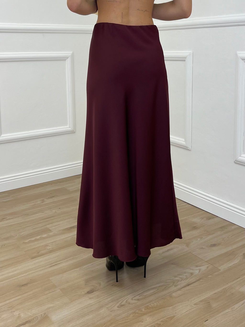 Gonna Longuette Satin 2236 Burgundy