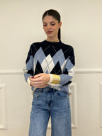 Maglia Over Losanghe L8075 Blu