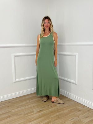 Abito Smanicato Profili Lurex 24408 Verde