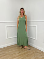 Abito Smanicato Profili Lurex 24408 Verde