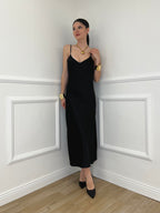 Vestito In Satin Con Spalline 9857 Nero