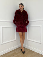 Double-Breasted Fur Coat Y0238 Bordeaux