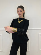 Maglia Manica Paillettes DL7357 Nero