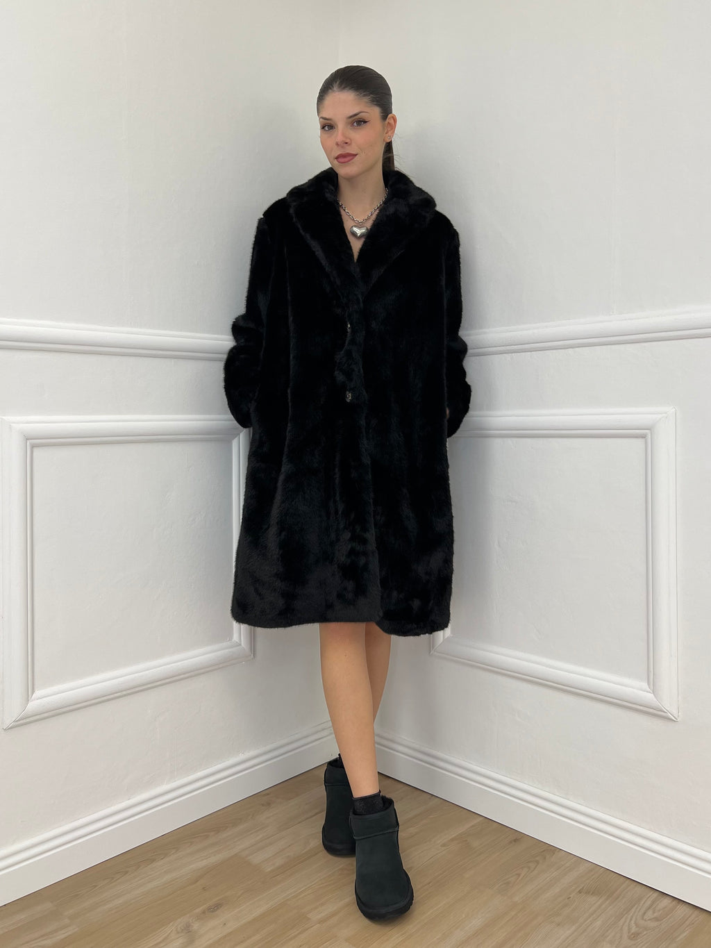 Cappotto Pelliccia 6619 Nero