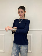 Maglia Barchetta Con Profili in Satin 43002