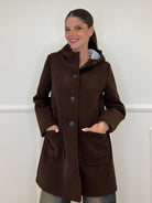 Cappotto Neoprene Cappuccio 25761 Caffè - Bazar Abbigliamento