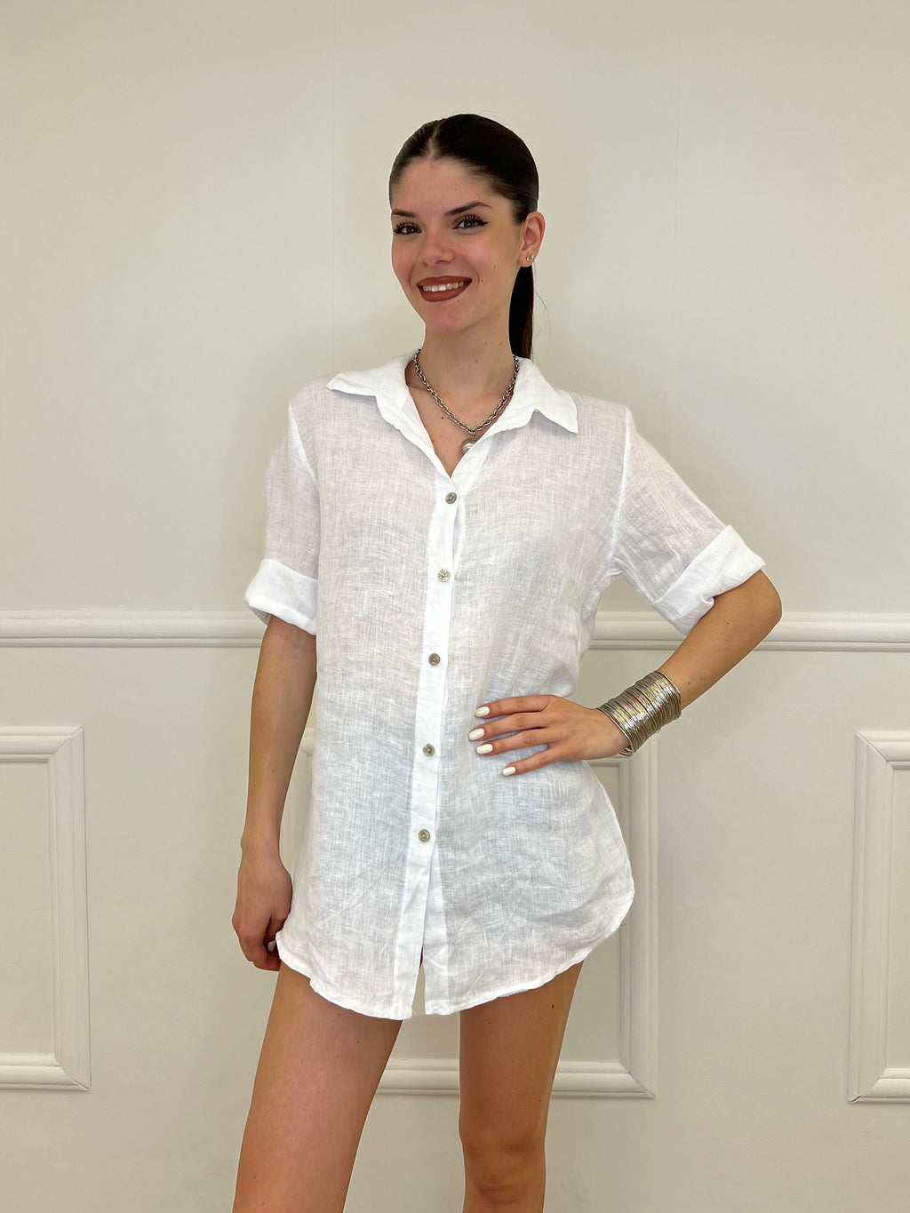 Camicia Over In Lino 1789 Bianco