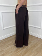 Pantalone Lino Cintura 22525 Moro