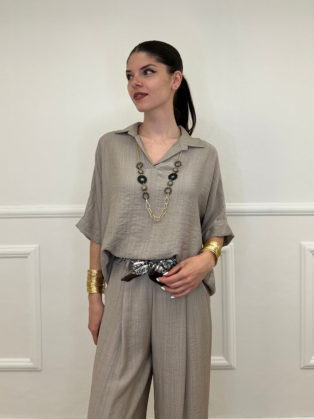 Camicia Fluida Strop 26081 Taupe