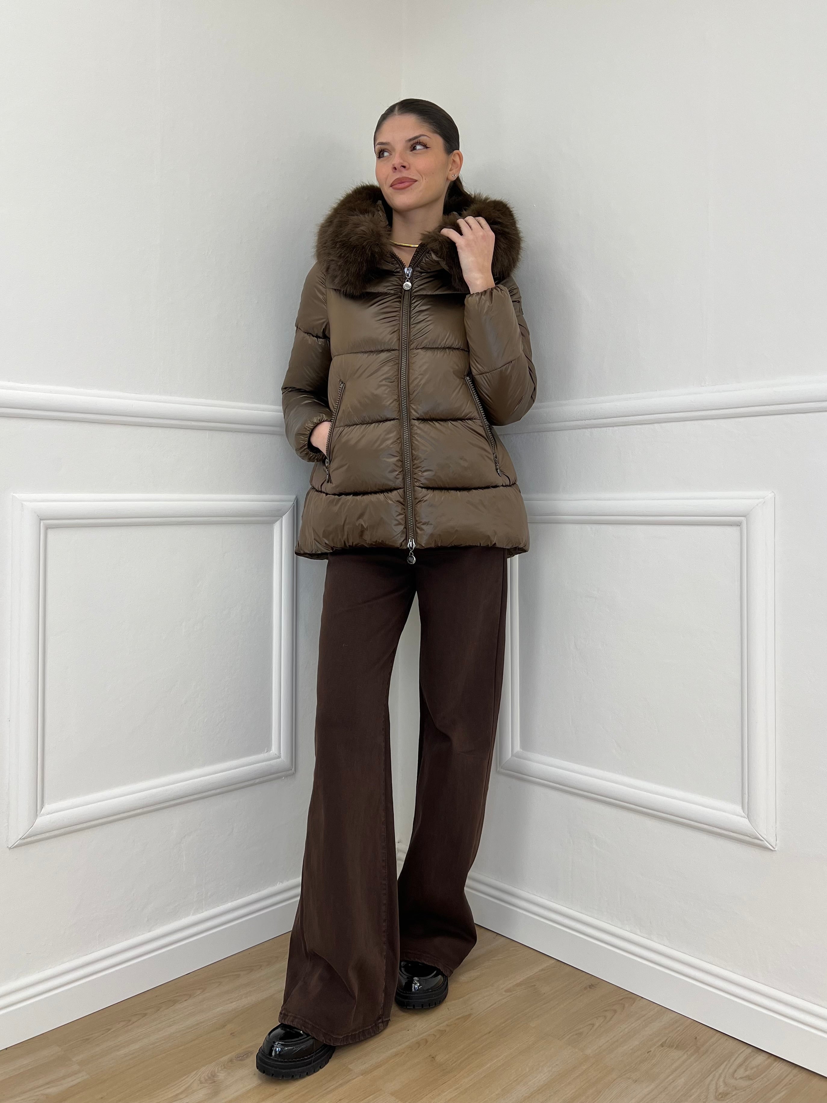 Piumino Corto Pelliccia 2259 Moro