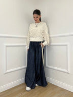 Pantalone Chambray Coulisse A7809 Blu