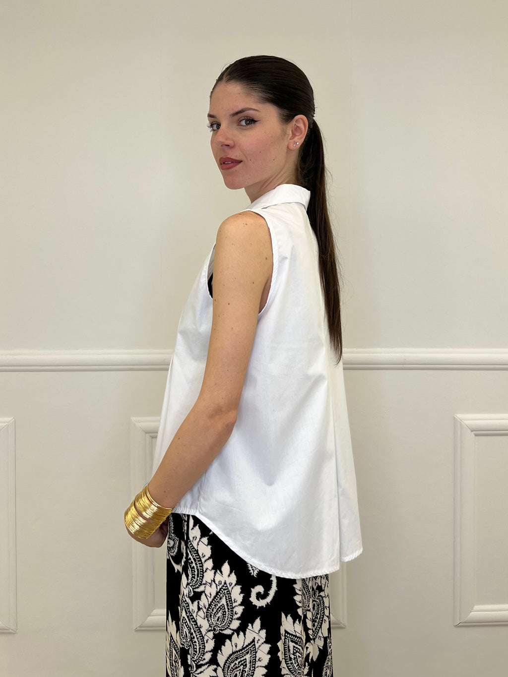 Camicia Smanicata Popeline 2808 Bianco