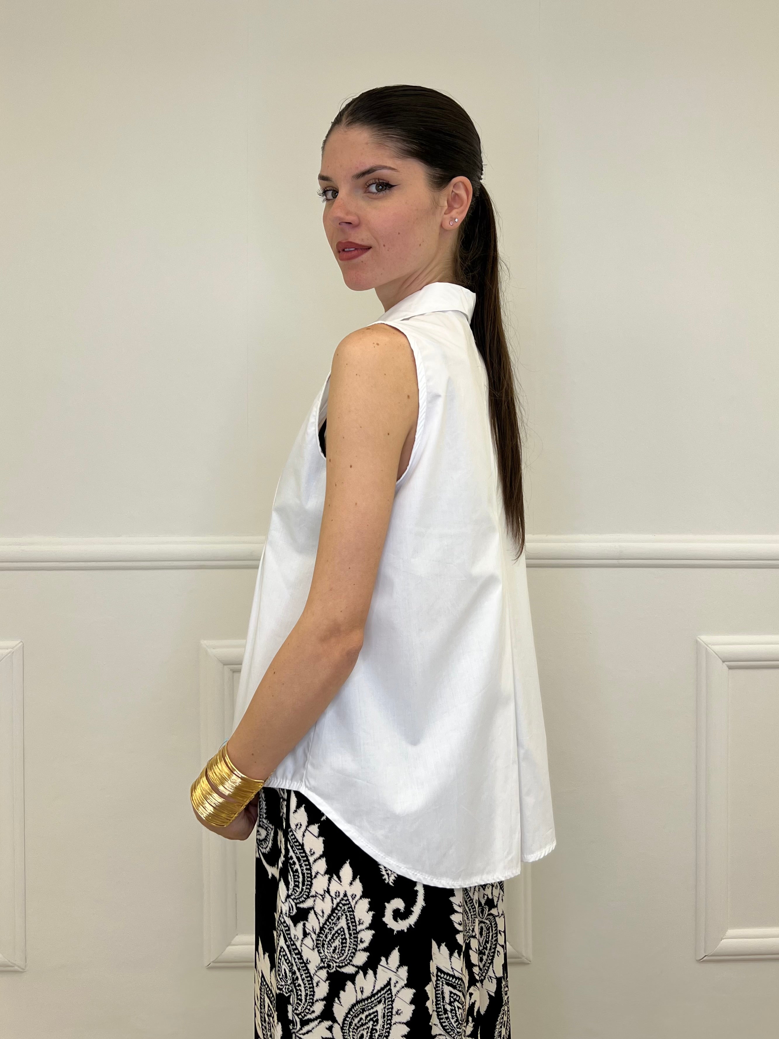 Camicia Smanicata Popeline 2808 Bianco