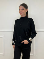 Maglia Strass e Piume DL7355 Nero