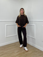 Jeans Mom Fit H3896-2 Marrone