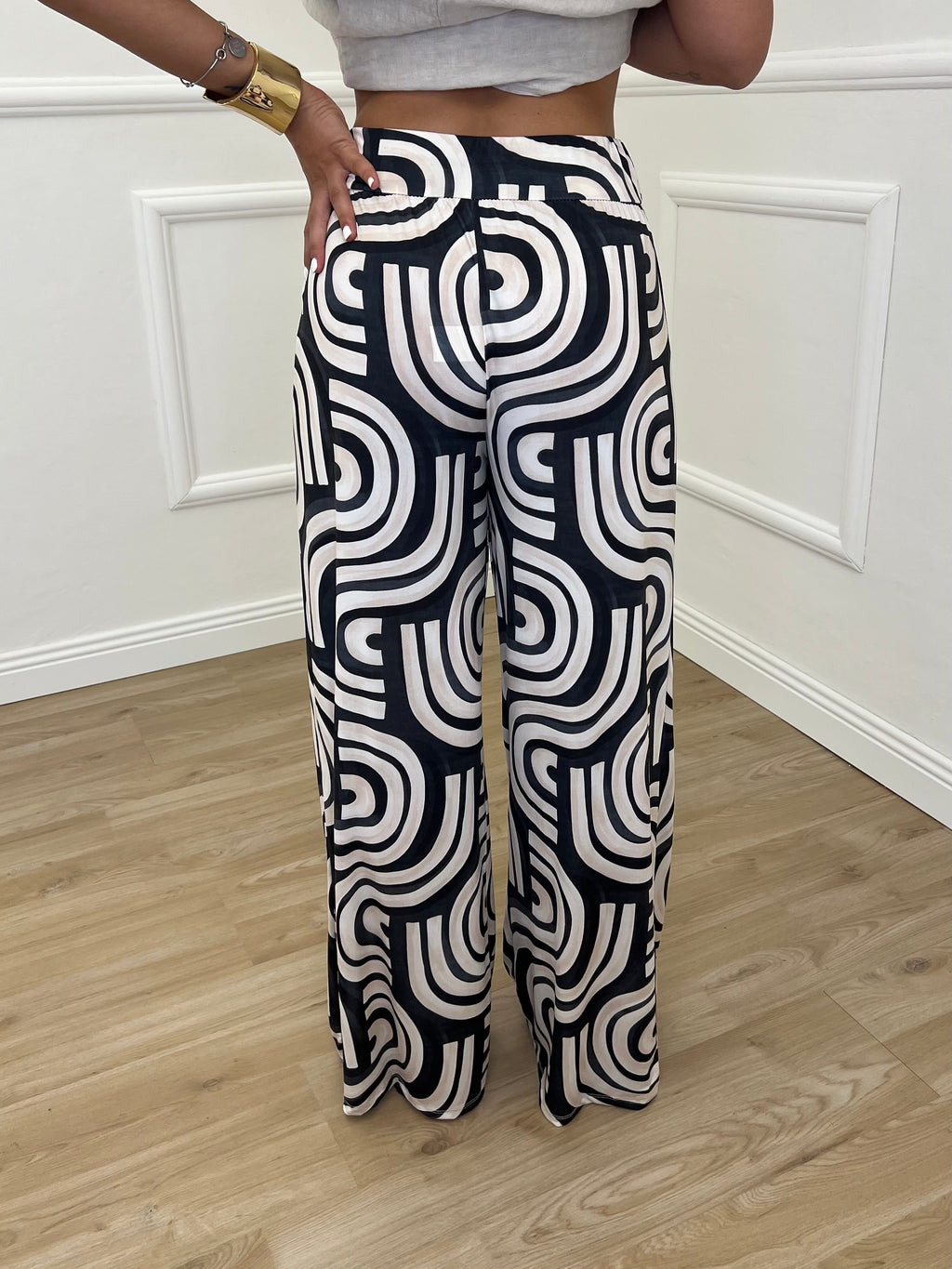 Pantalone Jersey Geometrico 9078 Nero