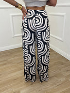 Pantalone Jersey Geometrico 9078 Nero