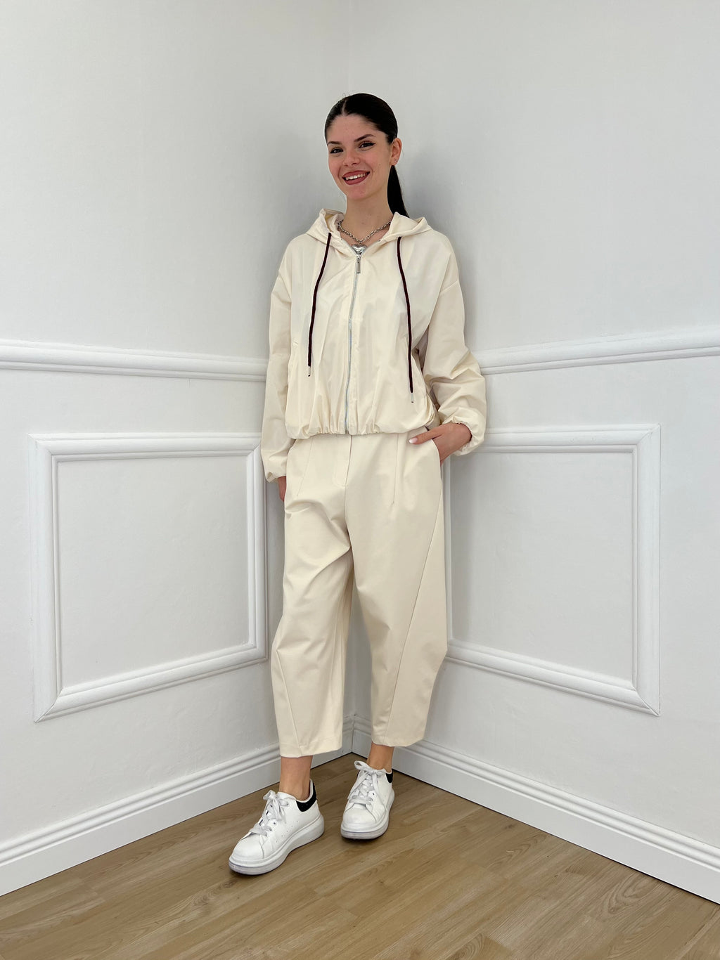 Pantalone Balloon Punto Milano 9516 Panna