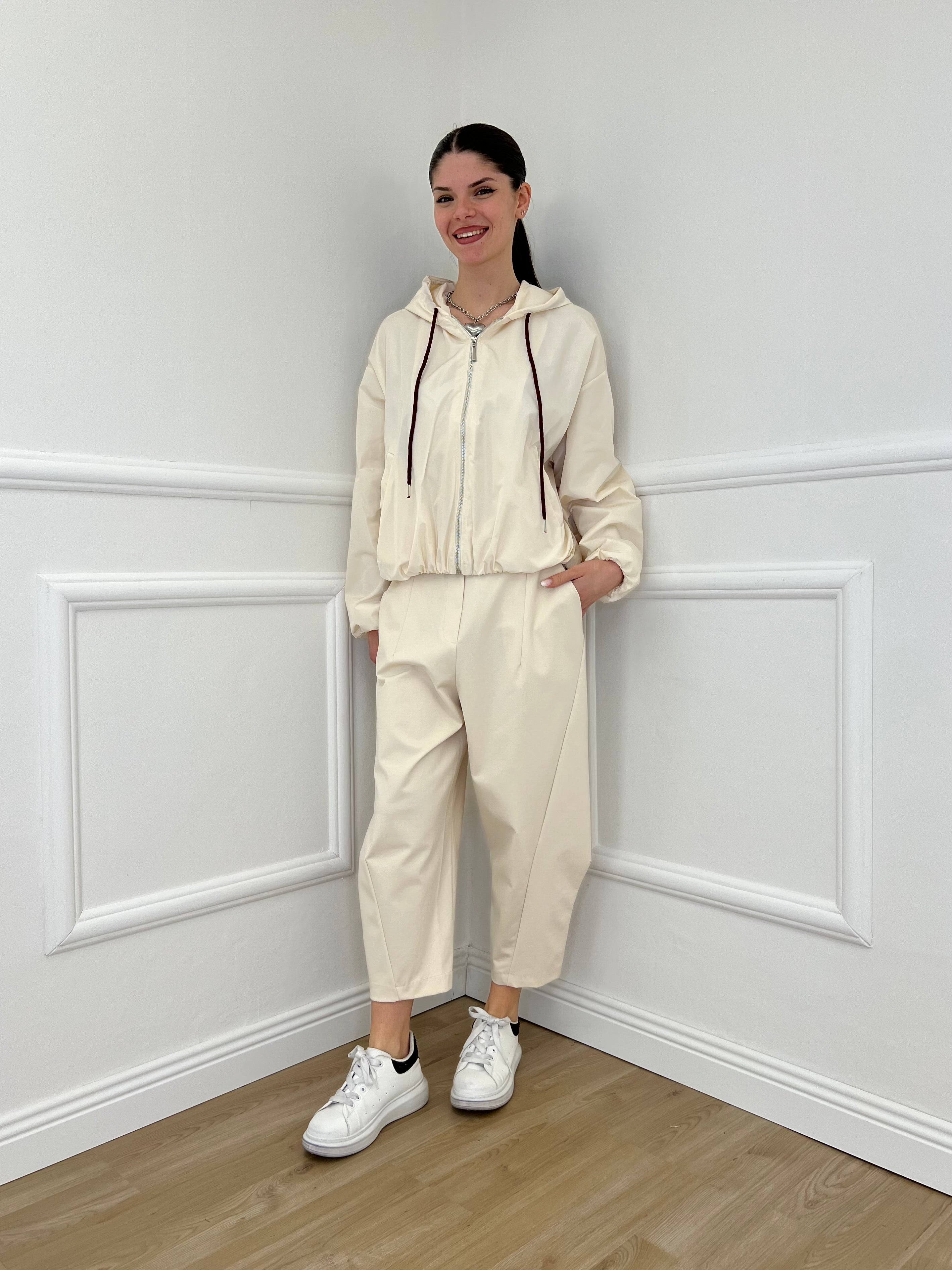 Pantalone Balloon Punto Milano 9516 Panna