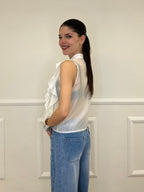 Camicia Smanicata Con Rouches 220-672 Bianco