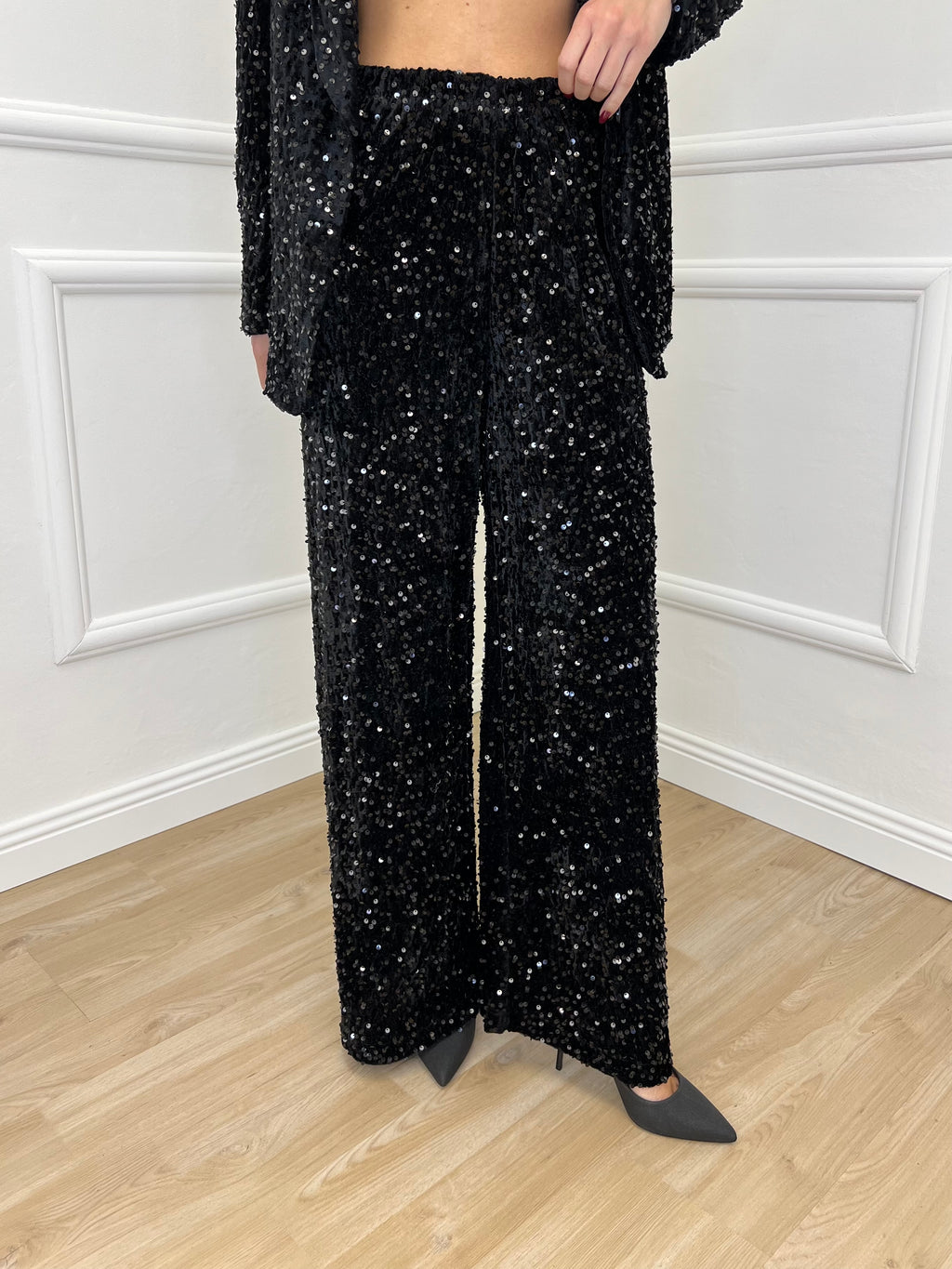 Pantalone Ciniglia Paillettes 2460 Nero