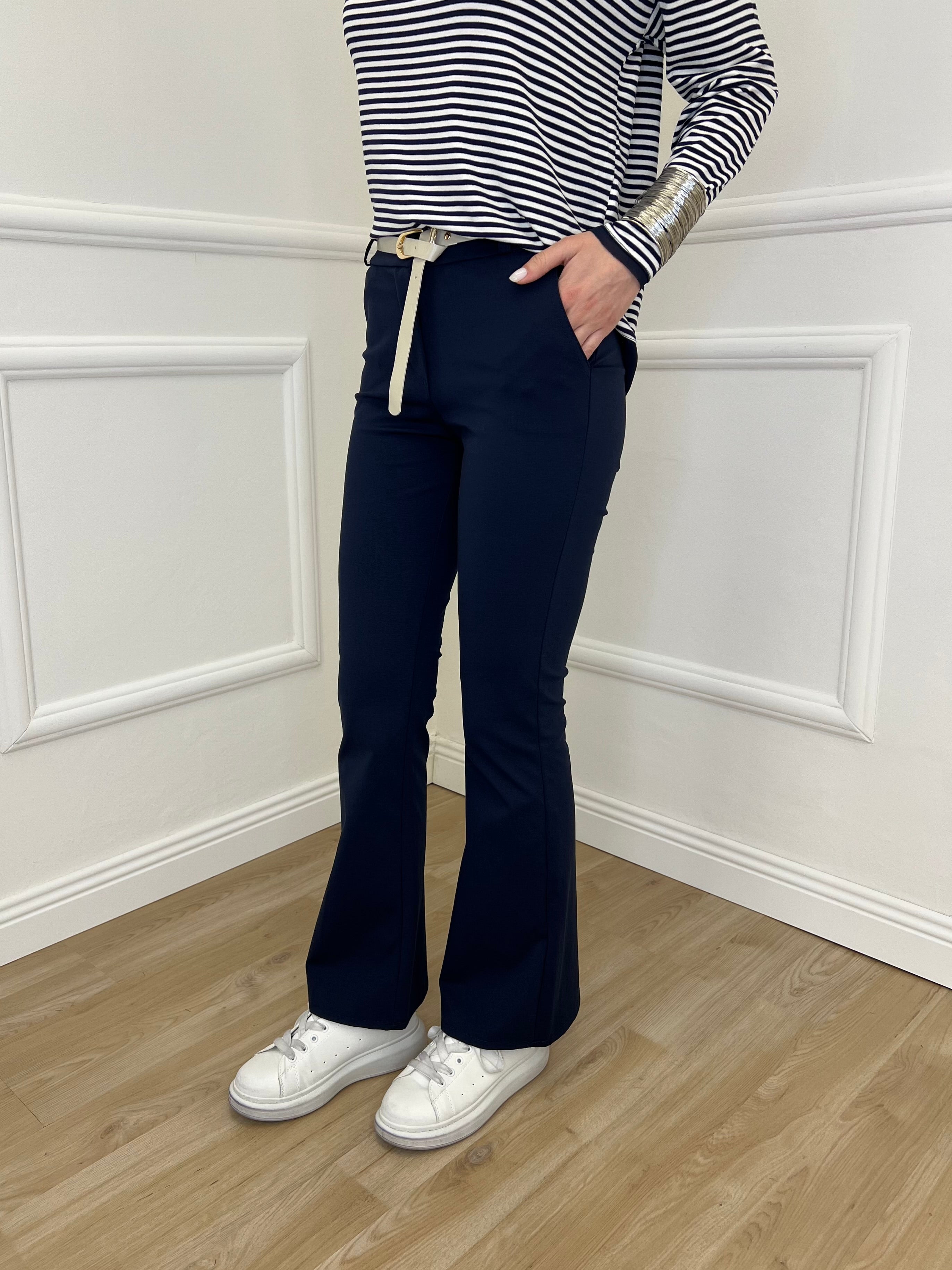 Pantalone Flare Cintura 26513 Blu